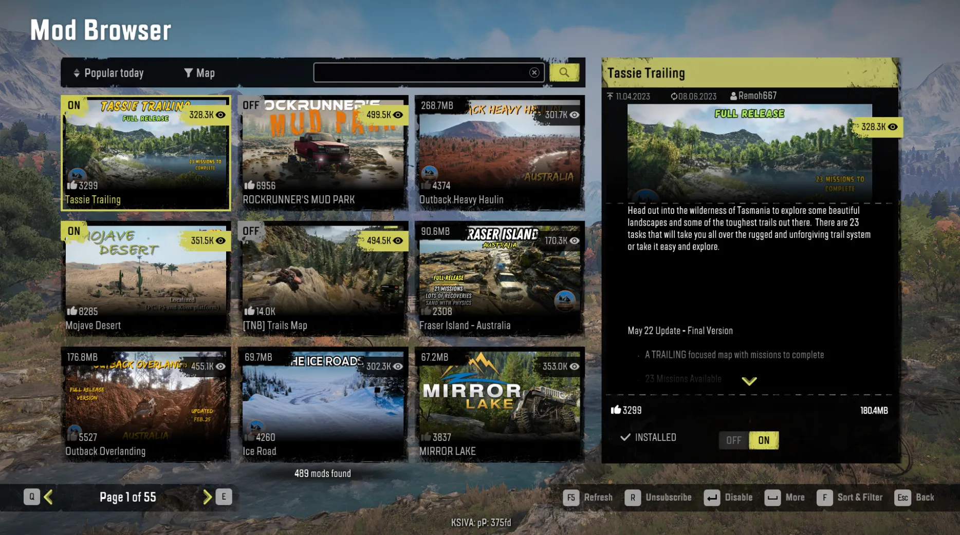 Mod Browser example in Game